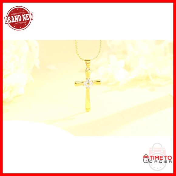 18K Gold Filled Moissanite Cross Pendant Necklace with Light Up Box - Picture 7 of 7